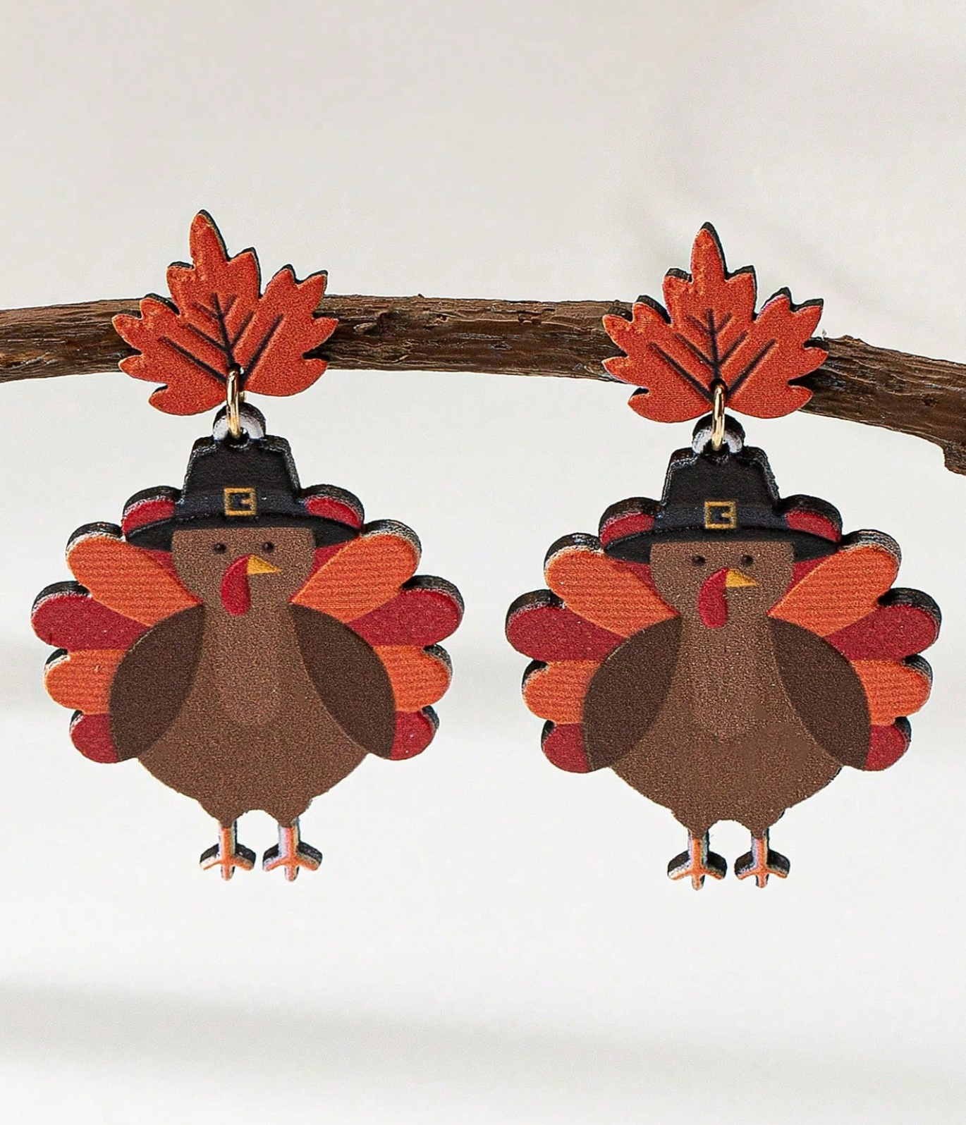 🦃New Beautiful Turkey Maple Wooden Earrings