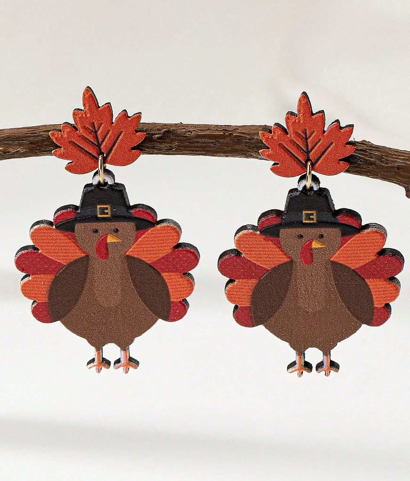 🦃New Beautiful Turkey Maple Wooden Earrings
