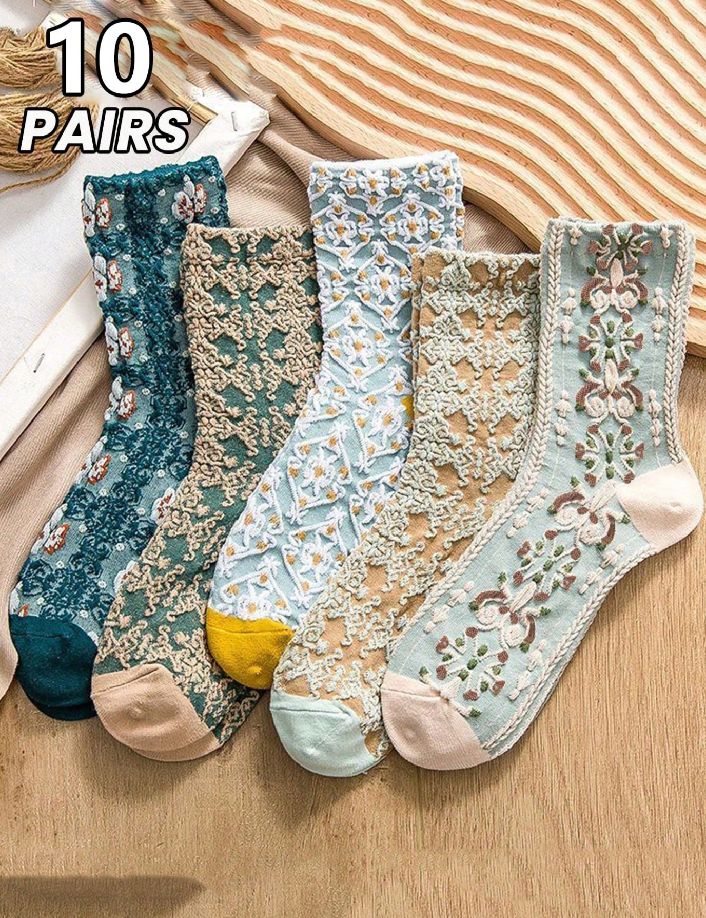Beautiful 10-Pairs Retro Floral Soft Socks 🌼